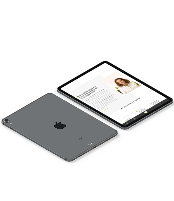 Visuel site internet sur tablette