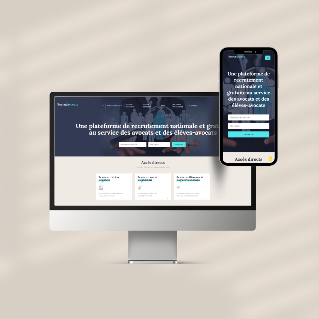 Création site plateforme de recrutement des avovats